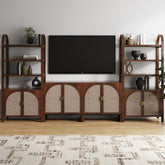 Arched Entertainment Center Wood Dark Acacia