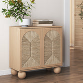 Seagrass Arched Storage Cabinet Raw Oak