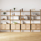 Seagrass Wall Bookshelves with Doors Light Brown (Set of 4)
