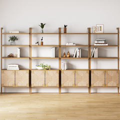 Seagrass Wall Bookshelves with Doors Light Brown (Set of 4)