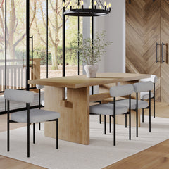 Mid-Century Dining Set Feather Gray (6 Chairs)