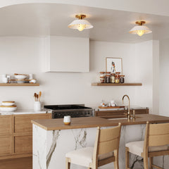 Linen Mid-Century Modern Flush Mount Ceiling Light (Set of 2)