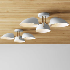 Metal 3-Arm Flush Mount Ceiling Light White (Set of 2)