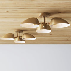 Metal 3-Arm Flush Mount Ceiling Light Brass (Set of 2)