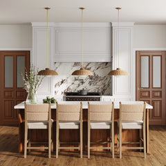 Seagrass & Wood Counter Height Bar Stool Light Brown (Set of 4)