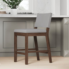 Wood Counter Height Bar Stool Dark Brown Gray