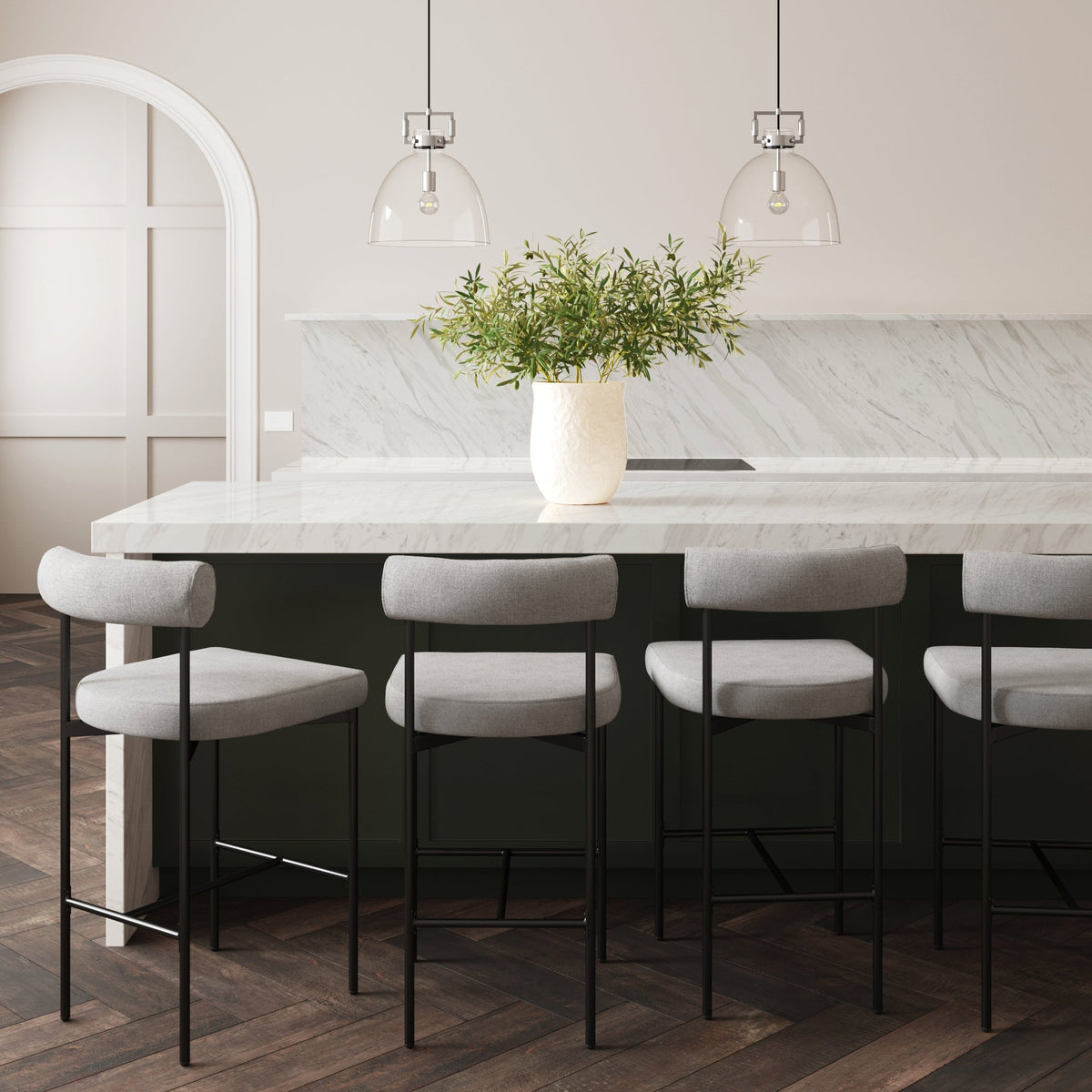 Metal Counter Height Bar Stools Gray (Set of 4)