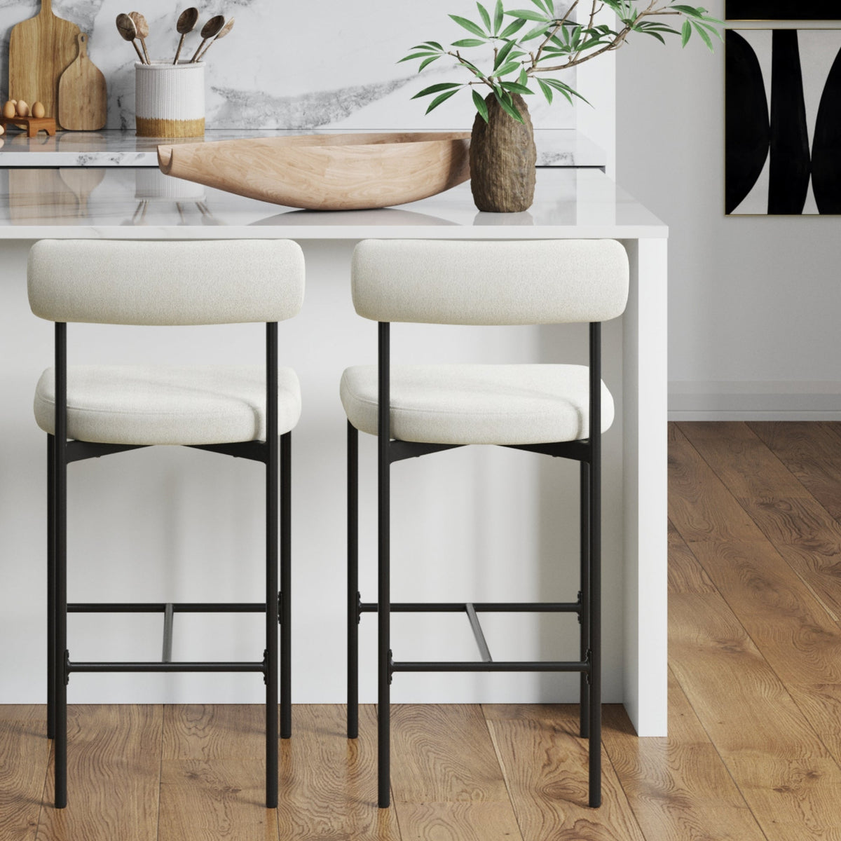 Boucle Counter Height Bar Stools (Set of 2)