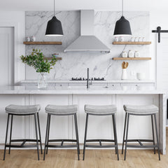 Upholstered Counter Height Saddle Bar Stools Gray (Set of 4)