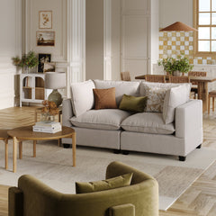 Soft Fabric Cloud Loveseat Sofa Couch Gray