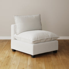 Modern Cloud Sofa Armless Seat Pearl White (Modular Sofa Part)