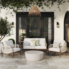 Outdoor 3 Piece Wood Patio Set Loveseat and Chairs