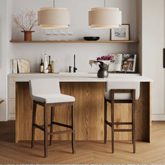 Exposed Wood Back Bar Stools Dark Brown (Set of 2)