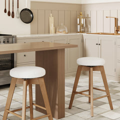 Wood Counter Height Swivel Counter Stool White Oak (Set of 2)