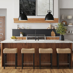 Seagrass Counter Height Bar Stools Black (Set of 4)
