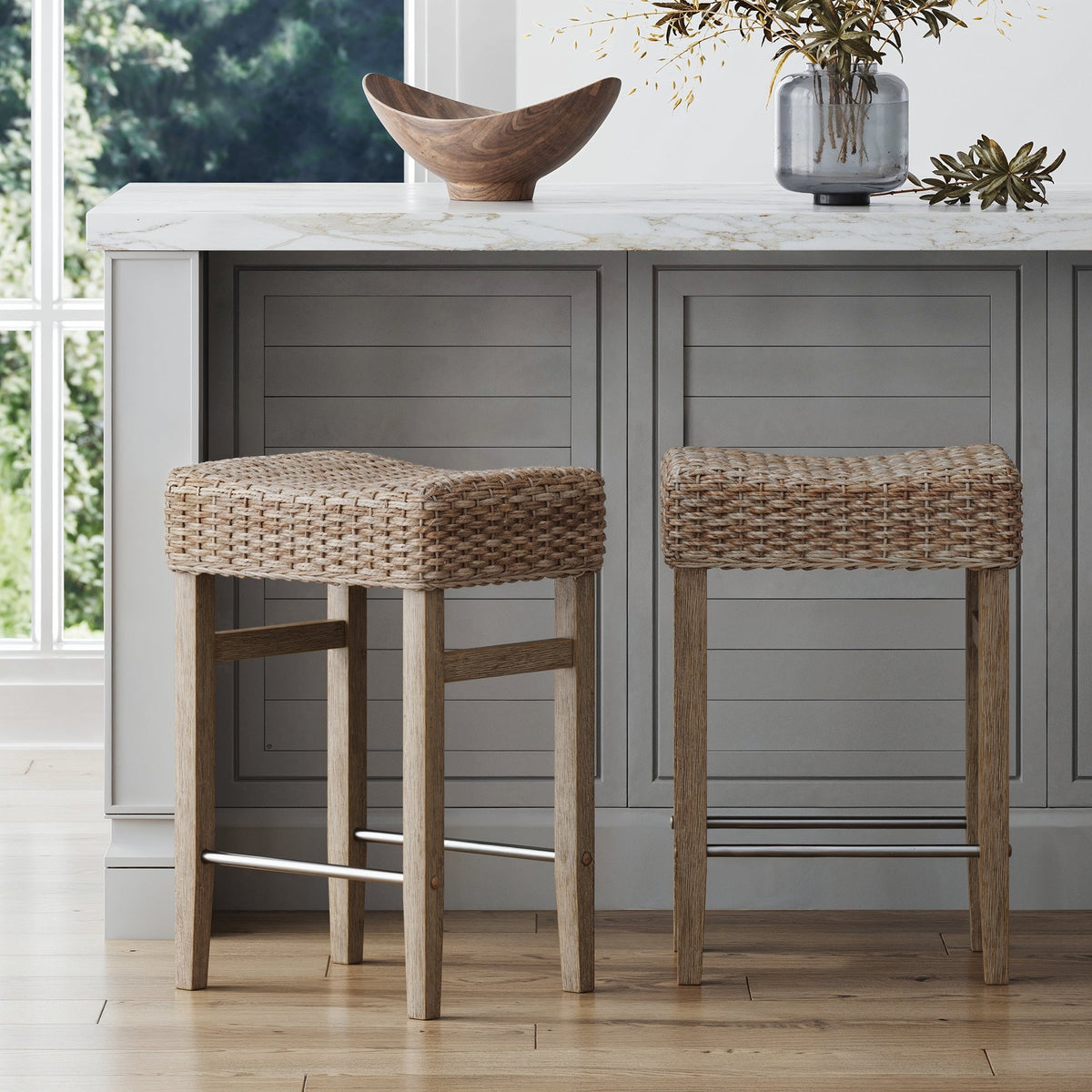 Seagrass Counter Height Bar Stools Brown (Set of 2)