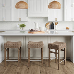 Seagrass Counter Height Bar Stools Brown (Set of 3)