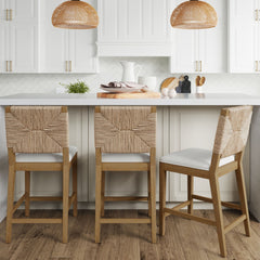 Seagrass Counter Height Bar Stools Light Brown (Set of 3)