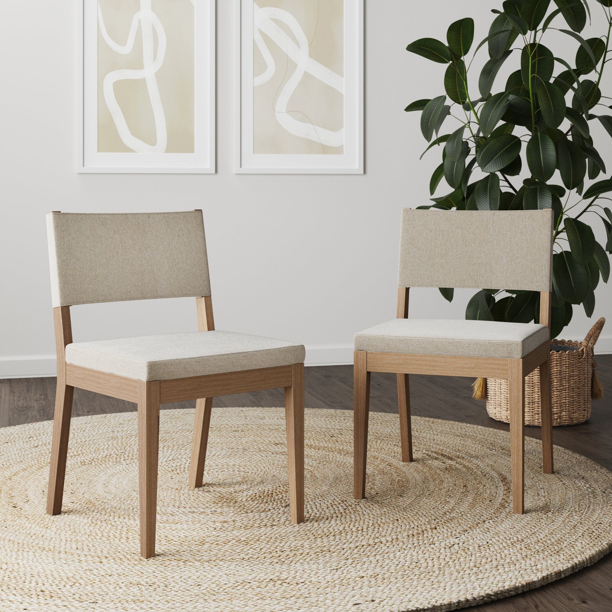 Upholstered Dining Chair Light Brown (Set of 2)