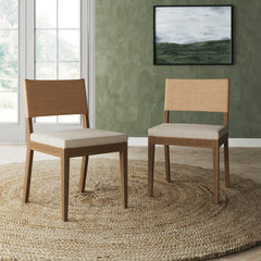 Wood & Faux Leather Dining Chairs Light Brown (Set of 2)