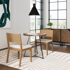 Wood & Faux Leather Dining Chairs Light Brown (Set of 2)
