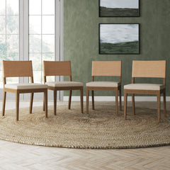 Wood & Faux Leather Dining Chairs Light Brown (Set of 4)