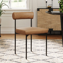 Metal Upholstered Modern Dining Chair Light Brown