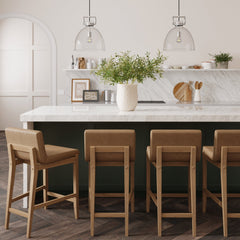 Faux Leather Counter Height Bar Stools Light Brown (Set of 4)
