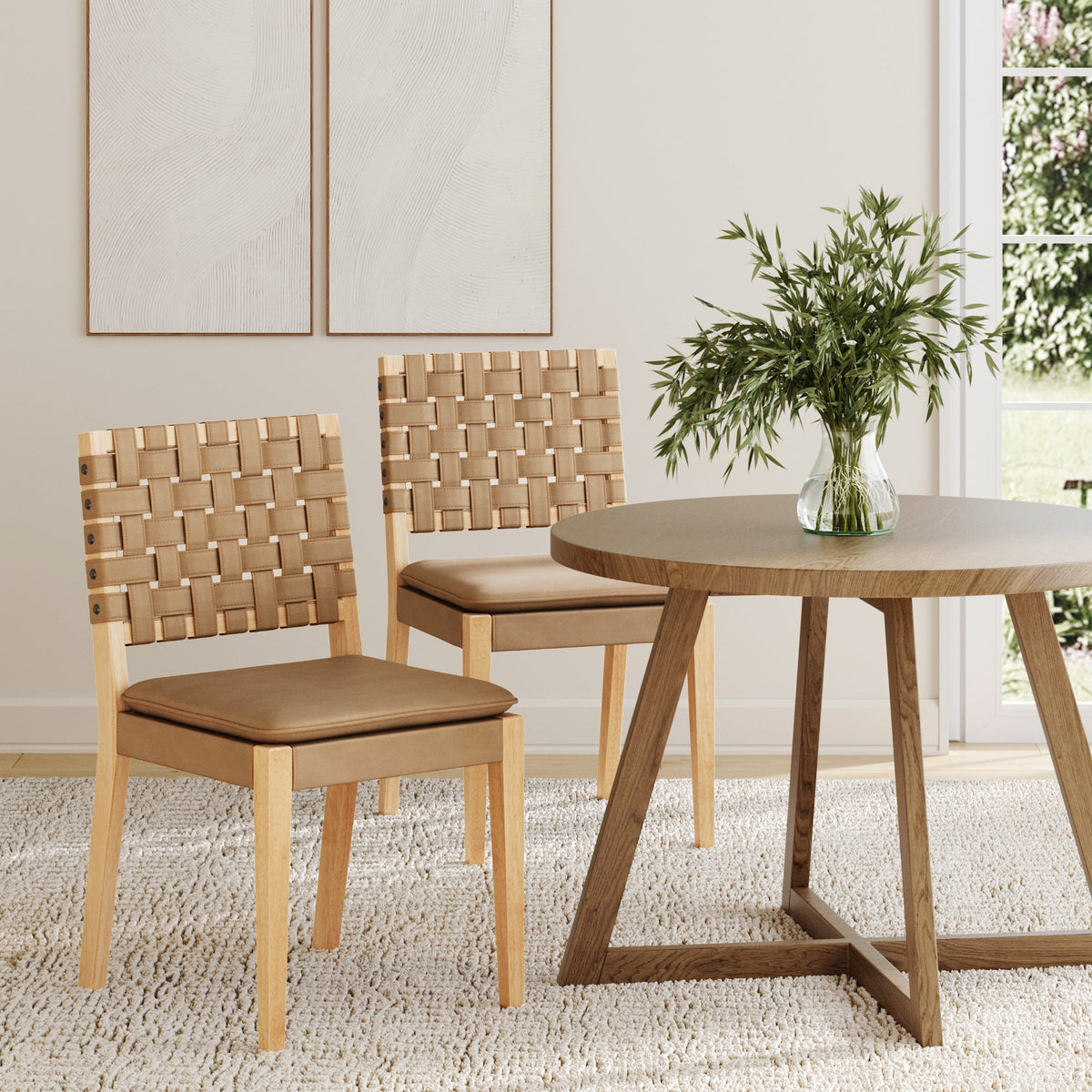 Faux Leather Dining Chairs Light Brown (Set of 2)