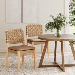 Faux Leather Dining Chairs Light Brown (Set of 2)