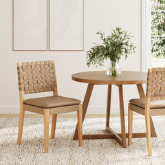 Faux Leather Dining Chairs Light Brown (Set of 2)