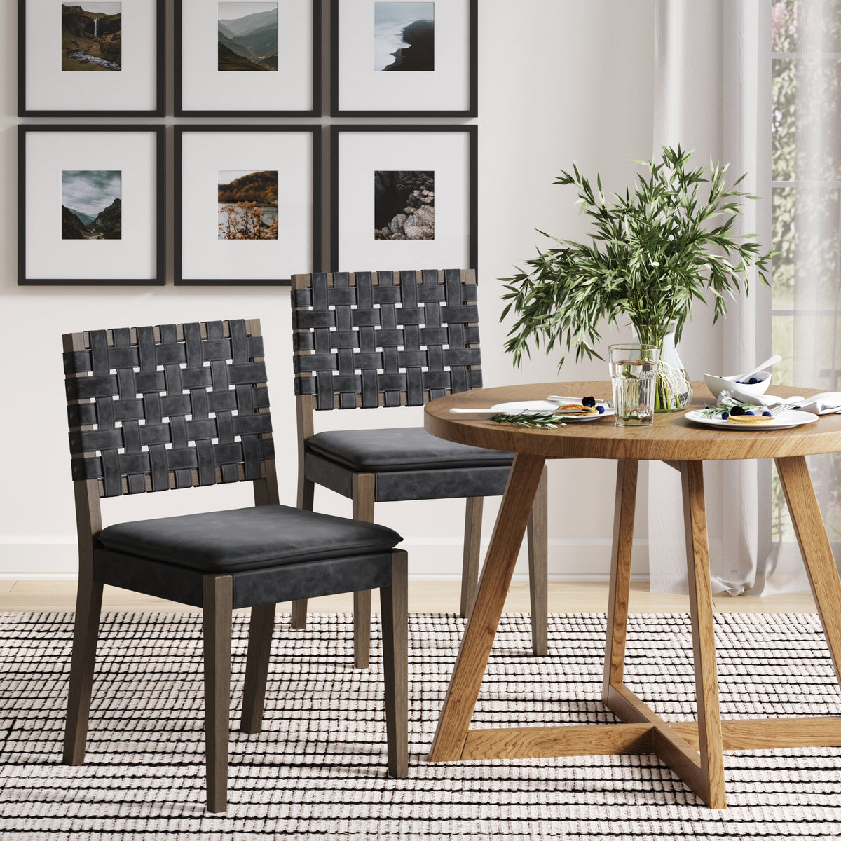 Faux Leather Dining Chairs Black (Set of 2)