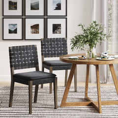 Faux Leather Dining Chairs Black (Set of 2)