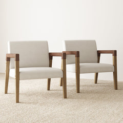 Wood & Faux Leather Accent Chairs (Set of 2)