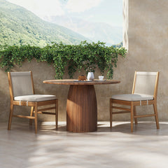 Outdoor Wood & Rope Dining Chairs Brushed Light Brown (Set of 2)