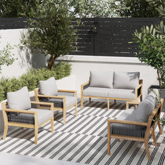 Outdoor 4 Piece Wood Patio Set Acacia Chairs