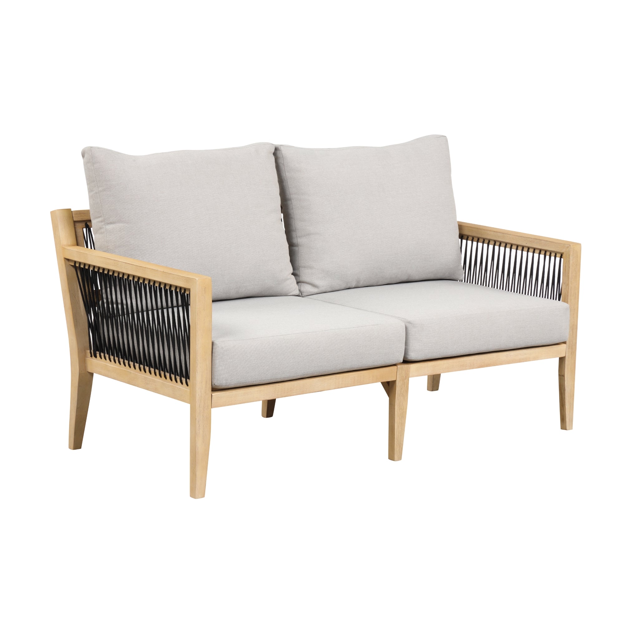 Outdoor Solid Wood Patio Loveseat Gray Acacia