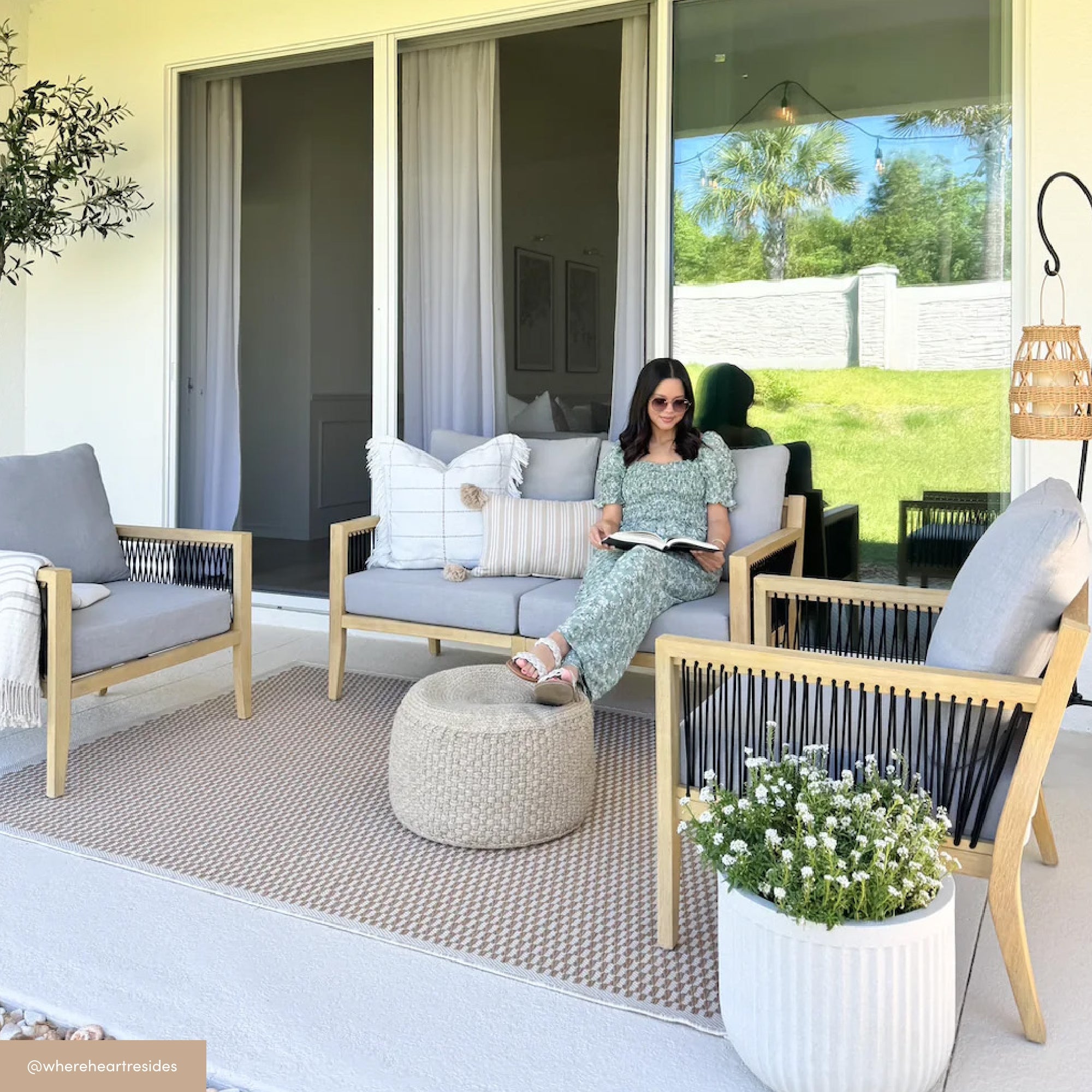 Outdoor 4 Piece Wood Patio Set Acacia Chairs