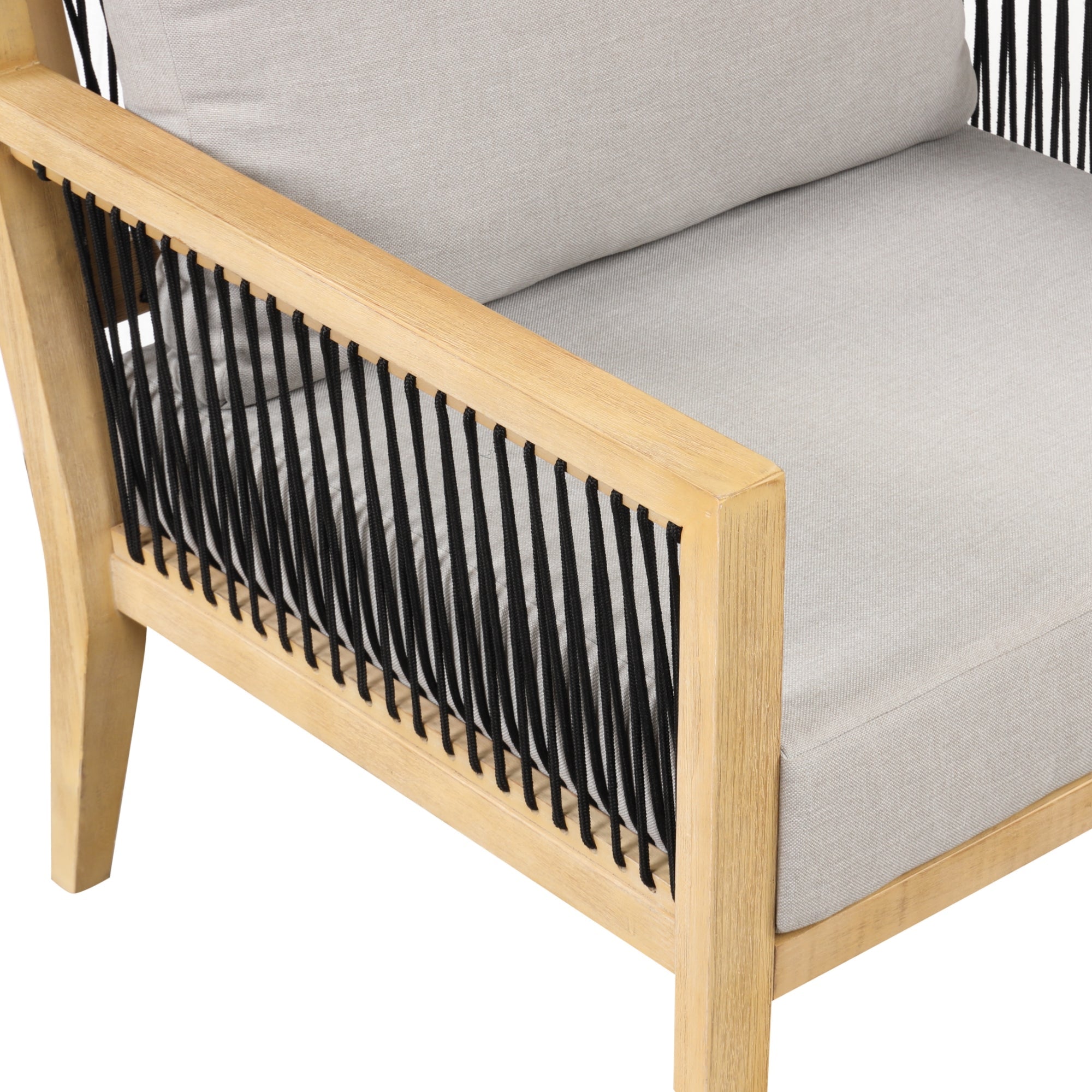 Outdoor Wood Patio Arm Chairs Gray Acacia (Set of 4)