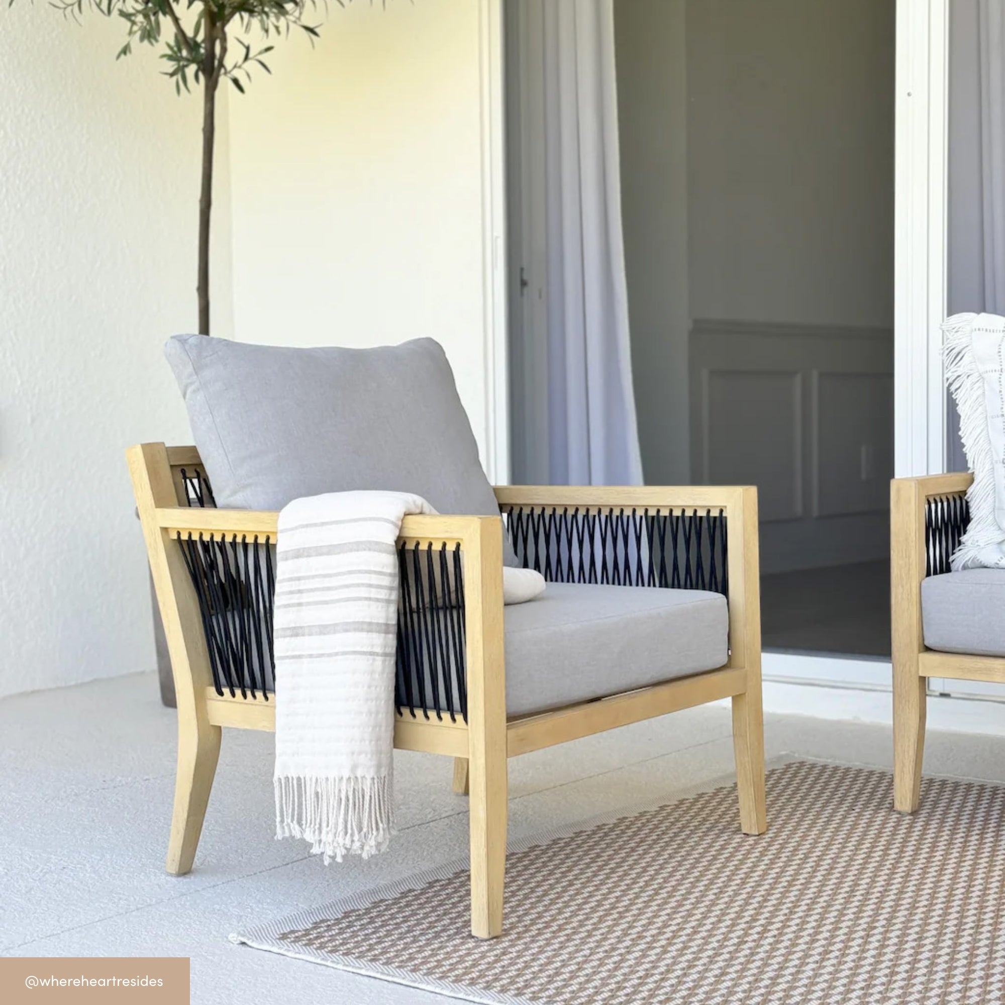 Outdoor 4 Piece Wood Patio Chair Set Acacia