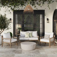 Outdoor 3 Piece Wood Patio Set Loveseat and 2 Chairs White