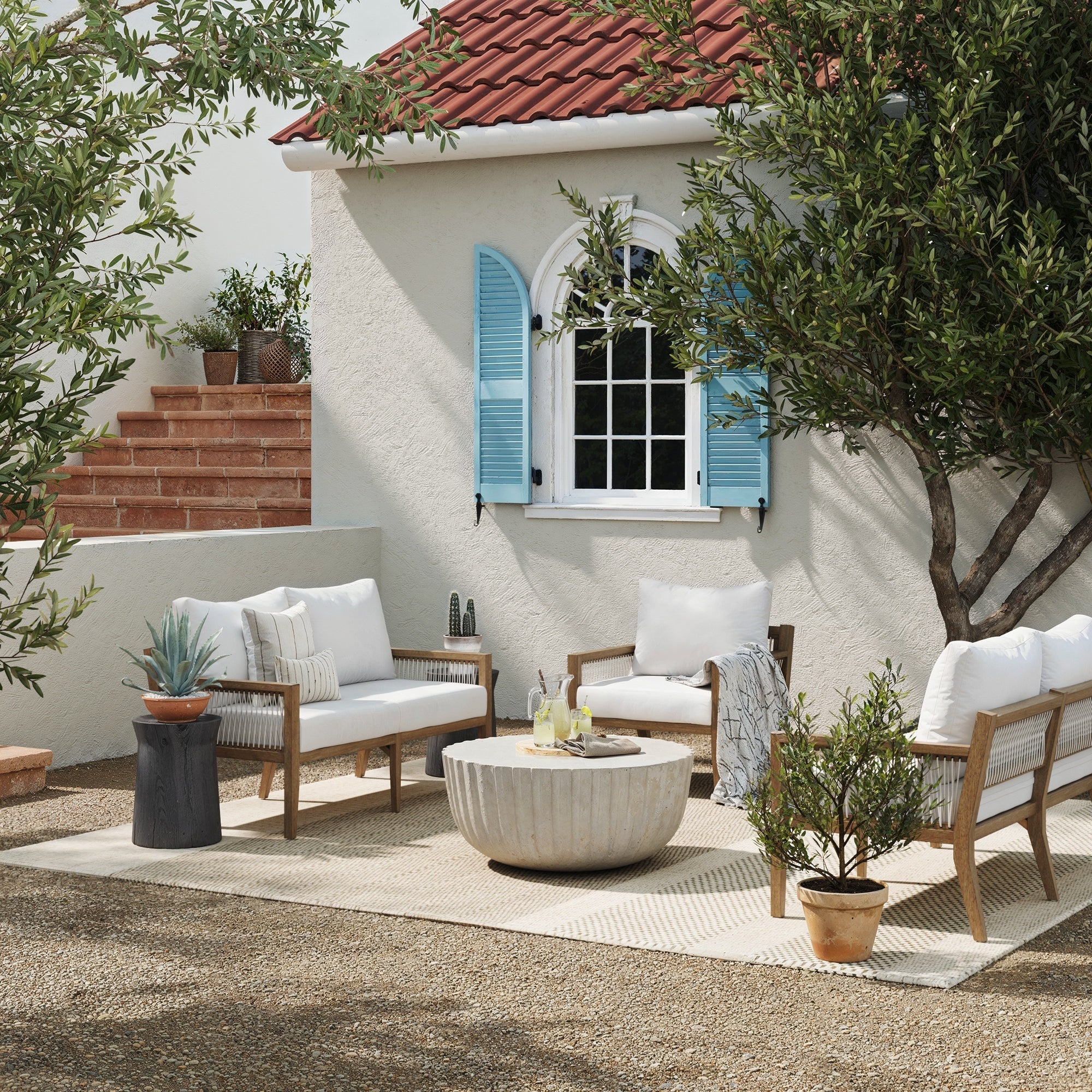 Outdoor Wood Patio Loveseat White Light Brown