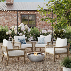Outdoor Patio Wood Arm Chairs White (Set of 4)
