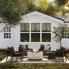 Outdoor Patio Wood Arm Chairs Gray (Set of 4)