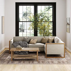 Soft Fabric 4-Seat Wood Frame Sectional Sofa Couch Gray