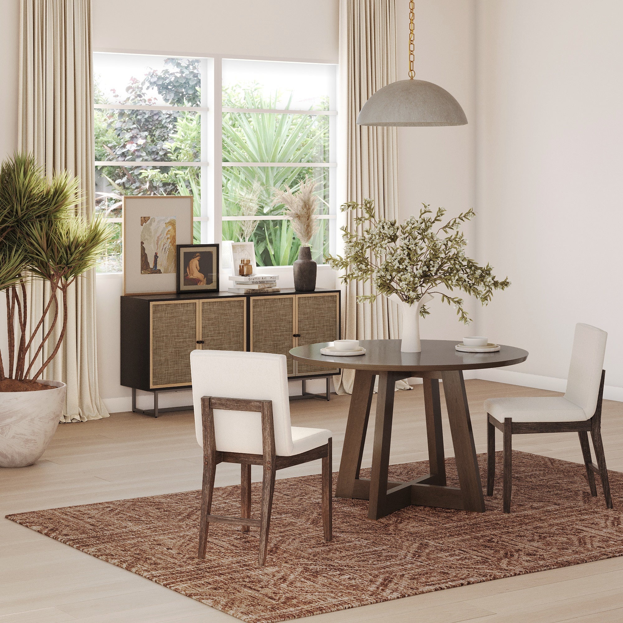Exposed Back Dining Chairs Dark Brown (Set of 2)