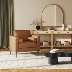Mid-Century Tufted Leather Armchair Camel