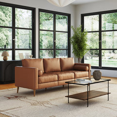 Mid Century Modern 3-Seater Tufted Sofa Camel