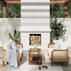 Outdoor Wood & Rattan Patio Loveseats Acacia (Set of 2)