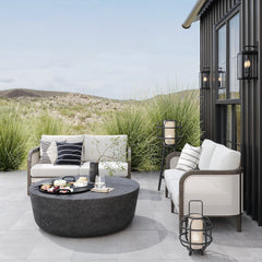 Outdoor Wood & Rattan Patio Loveseats Graphite (Set of 2)
